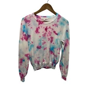 SPIRITUAL GANGSTER WHITE PINK AND BABY BLUE TIE DYE LONG SLEEVE T-SHIRT